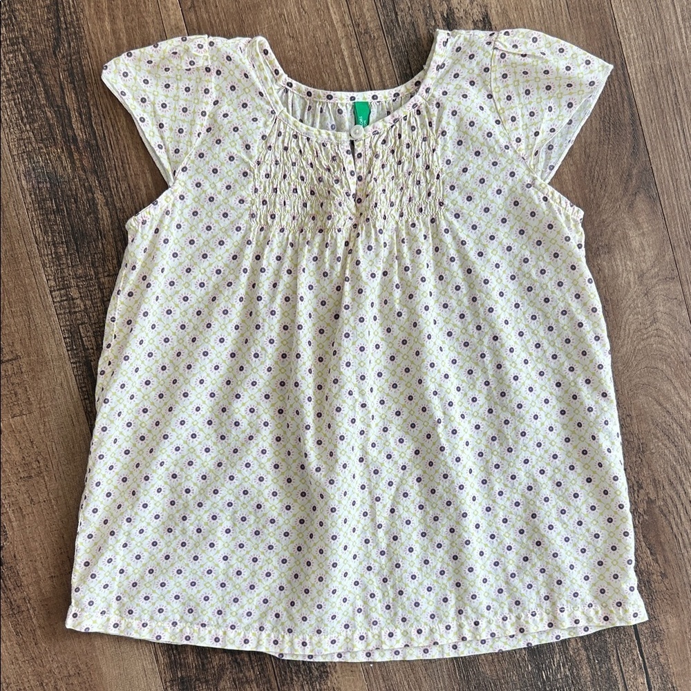 United Colors Of Benetton Girls' Patterned Top - Cream and Purple